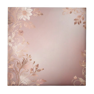 Delicate Pink and Rose Gold Floral Tile