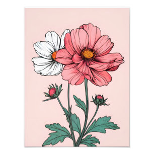 Delicate Pink and White Flowers Photo Print