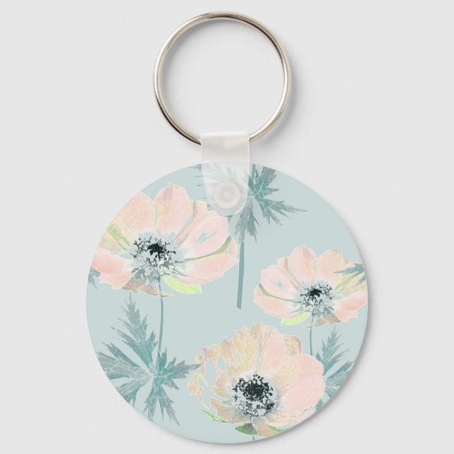 Delicate pink anemones . key ring (Front)
