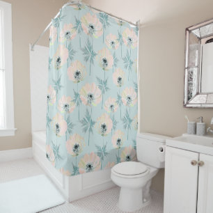 Delicate pink anemones. shower curtain