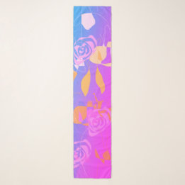 Delicate Pink Blue Purple Abstract Floral Scarf
