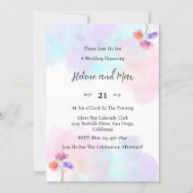 Delicate Pink & Blue Wedding Invitations