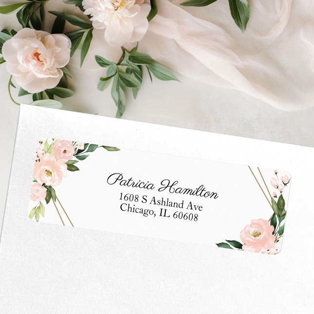 Delicate Pink Blush Floral Gold Geometric  (Creator Uploaded)