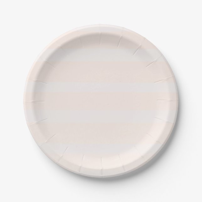 Delicate Pink Blush & White Modern Chic Stripes Paper Plate (Front)