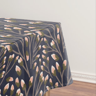 Delicate Pink Buds on Brown Branches Tablecloth