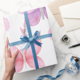 Delicate Pink Butterflies Wrapping Paper