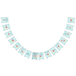 Delicate Pink Butterfly in Pastel Rainbow Colours Bunting