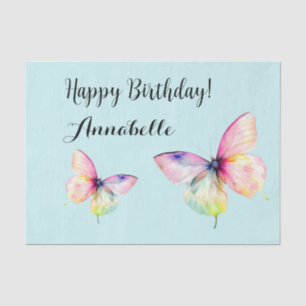 Delicate Pink Butterfly in Pastel Rainbow Colours Tissue Paper