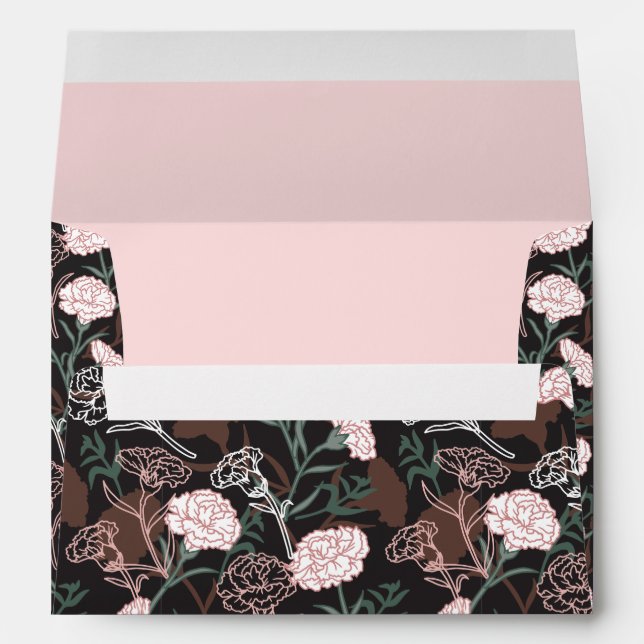  Delicate Pink Carnations with Green Leaves Floral Envelope (Back (Bottom))