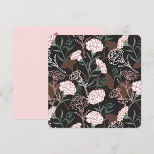 Delicate Pink Carnations with Green Leaves Floral Holiday Card
