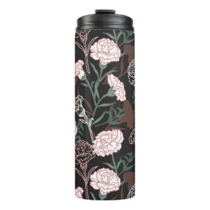 Delicate Pink Carnations with Green Leaves Floral Thermal Tumbler
