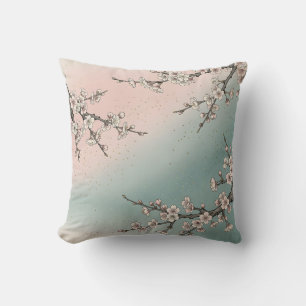 Delicate Pink Cherry Blossom Sakura Branches  Cushion