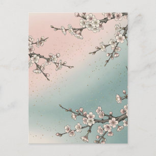 Delicate Pink Cherry Blossom Sakura Branches Postcard
