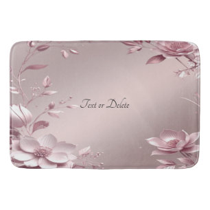 Delicate Pink Floral Bath Mat