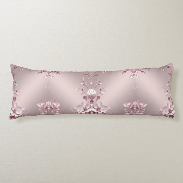 Delicate Pink Floral Body Pillow (Front)
