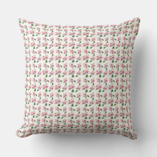Delicate Pink Floral Botanical Pattern Throw Cushion