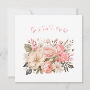 Delicate Pink Floral Bouquet Thank You Note Card