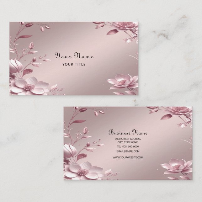 Delicate Pink Floral Business Card (Front/Back)