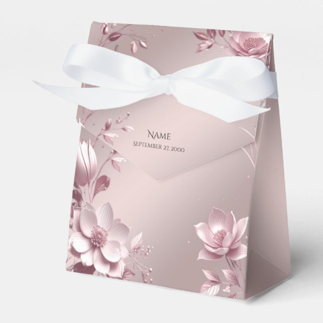 Delicate Pink Floral Favour Box (Front Side)