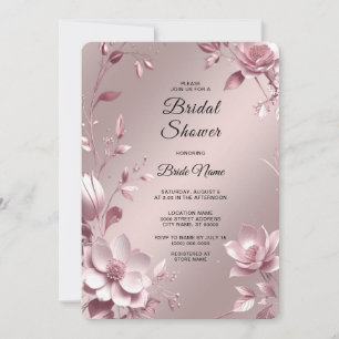Delicate Pink Floral Frame Bridal Shower Invitation