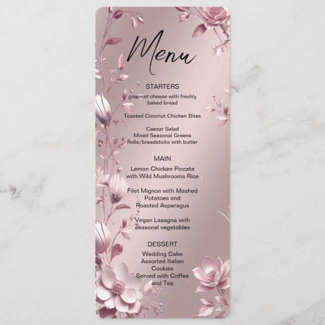 Delicate Pink Floral Frame Menu (Front)