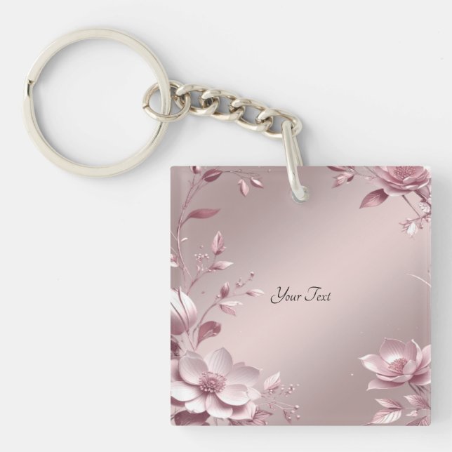Delicate Pink Floral Keychain (Front)