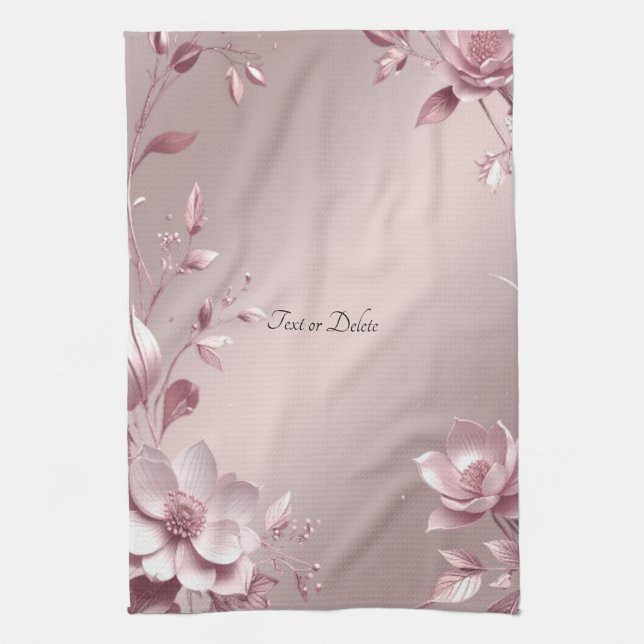 Delicate Pink Floral Kitchen Towel (Vertical)