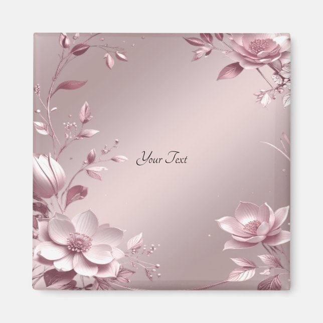 Delicate Pink Floral Magnet (Front)