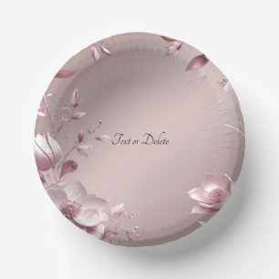 Delicate Pink Floral Paper Bowls Plate