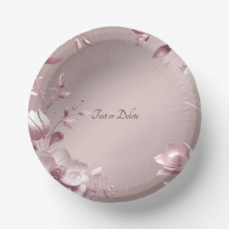 Delicate Pink Floral Paper Bowls Plate