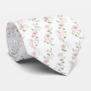 Delicate pink floral pattern neck tie