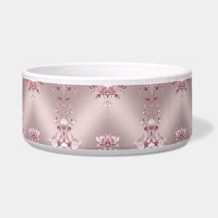 Delicate Pink Floral Pet Bowl