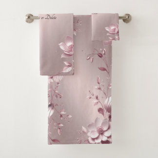 Delicate Pink Floral Towel Set