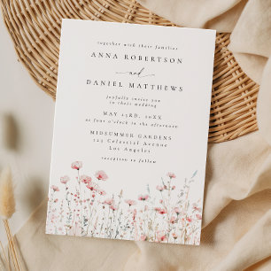 Delicate Pink Floral Wildflower Wedding Invitation