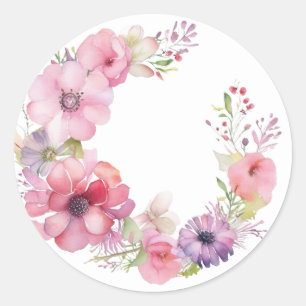 Delicate Pink Floral Wreath Stickers