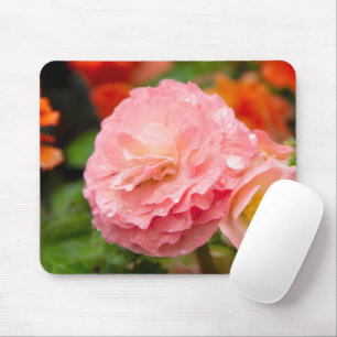 Delicate pink flower after the rain   mouse mat