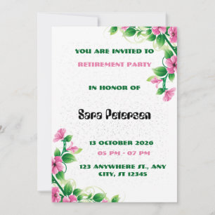 Delicate Pink Flower Retirement Party Invitation