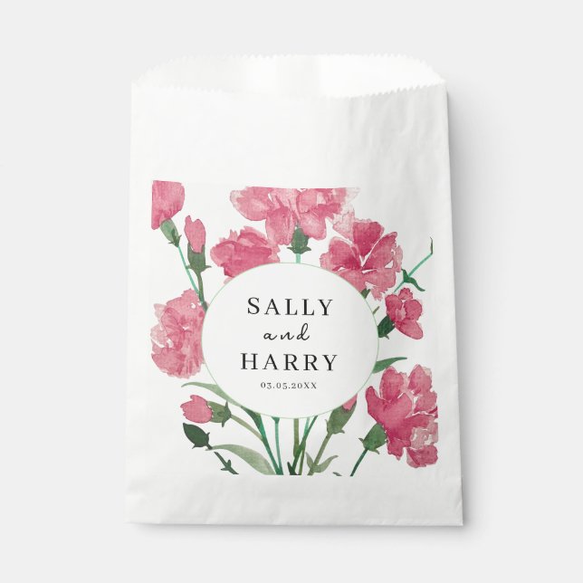 Delicate Pink Flower Wedding  Favour Bags (Front)