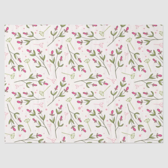 Delicate Pink Flowers Pattern Tissue Paper (Front)