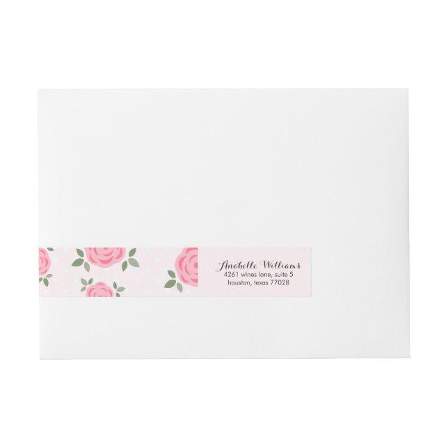 Delicate Pink Flowers Wraparound Address Label (Front)