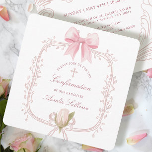 Delicate Pink Frame Confirmation Square Invitation