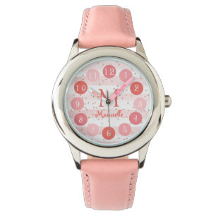 Delicate Pink Glitter Monogram Girl Gift Watch