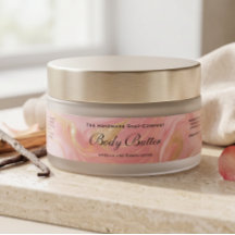 Delicate Pink Gold Cosmetics Body Butter Jar Label