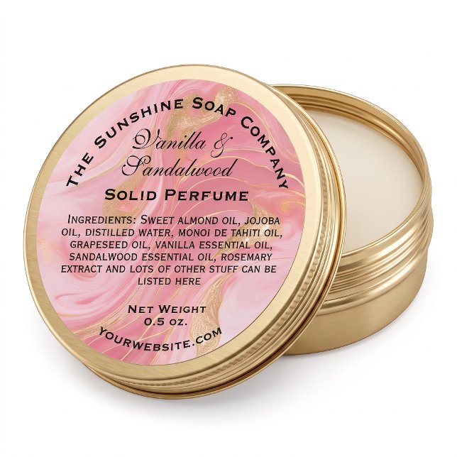 Delicate Pink & Gold Marbled Solid Perfume Label (Creator Uploaded)