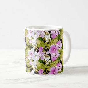 Delicate Pink & Green Floral Design Coffee Mug