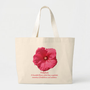 Delicate Pink Hollyhock-Fruitfulness and Ambition Large Tote Bag