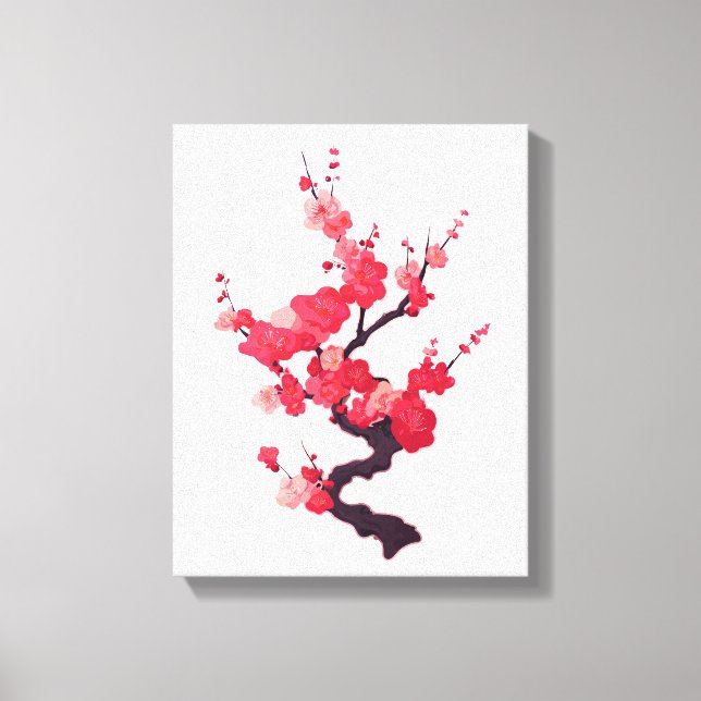 Delicate Pink Japanese Cherry Tree Twig Canvas Print (Front)