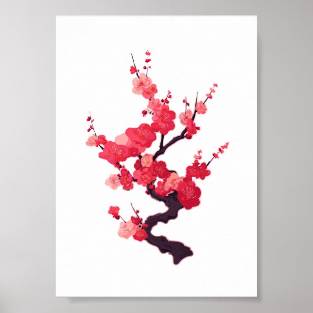 Delicate Pink Japanese Cherry Tree Twig Poster (Front)