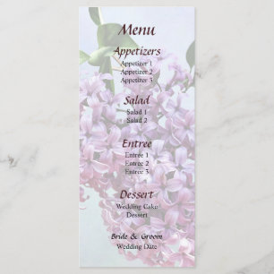 Delicate Pink Lilacs Wedding Menu