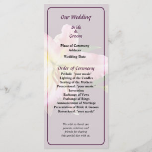 Delicate Pink Lilies Wedding Program Programme